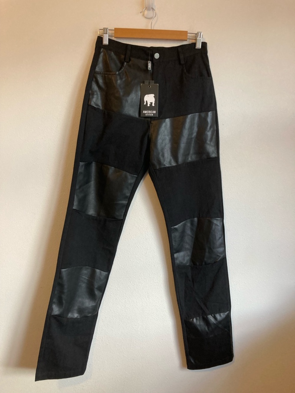 American Stitch Black Patchwork Straight Jeans Size 28